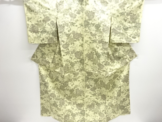 JAPANESE KIMONO / UNUSED HITOE TSUMUGI / WOVEN FLOWER BRANCH 